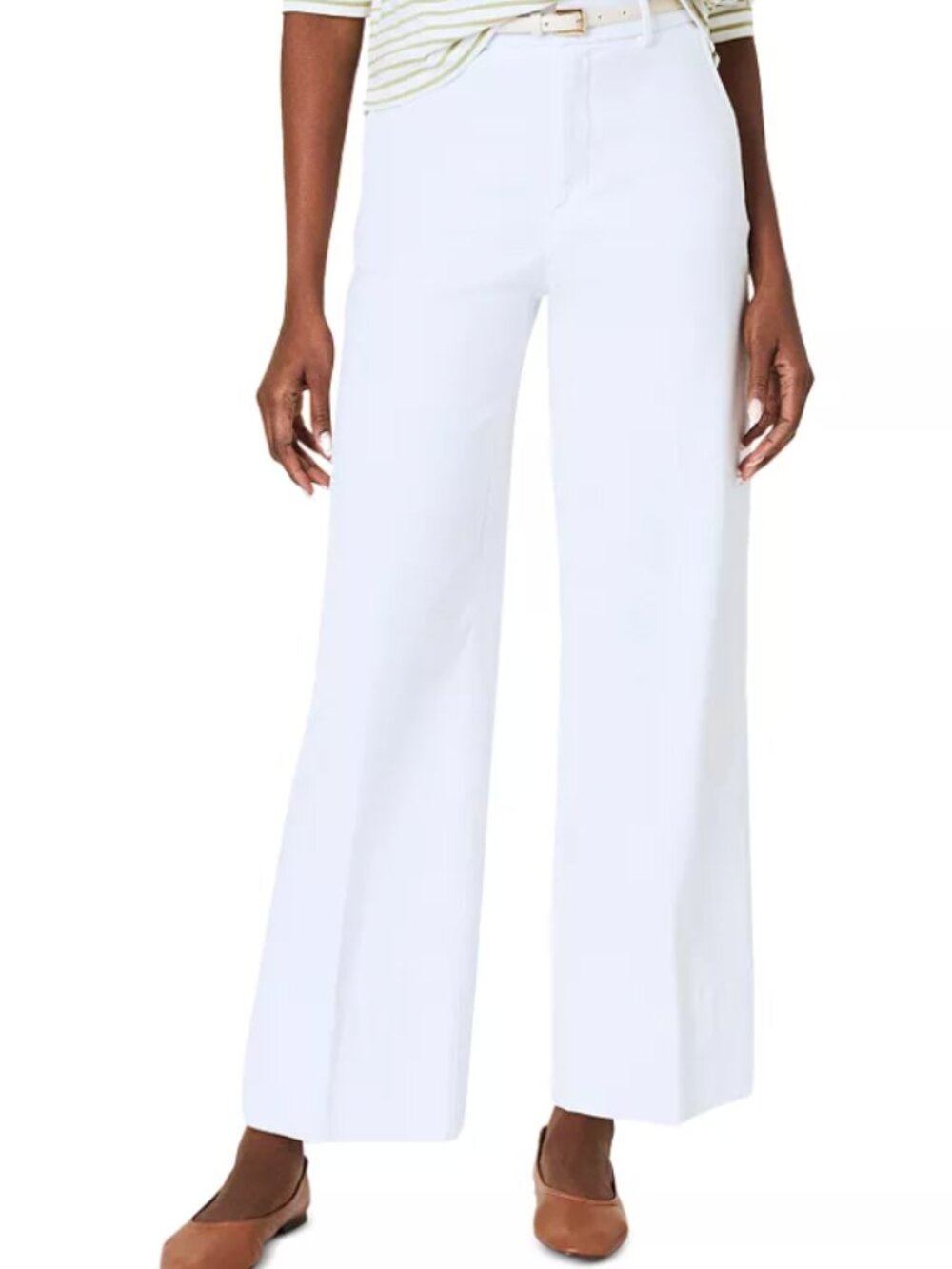 SPANX Stretch Twill Crop Wide Leg Pants | Color: Bright White | Size: L